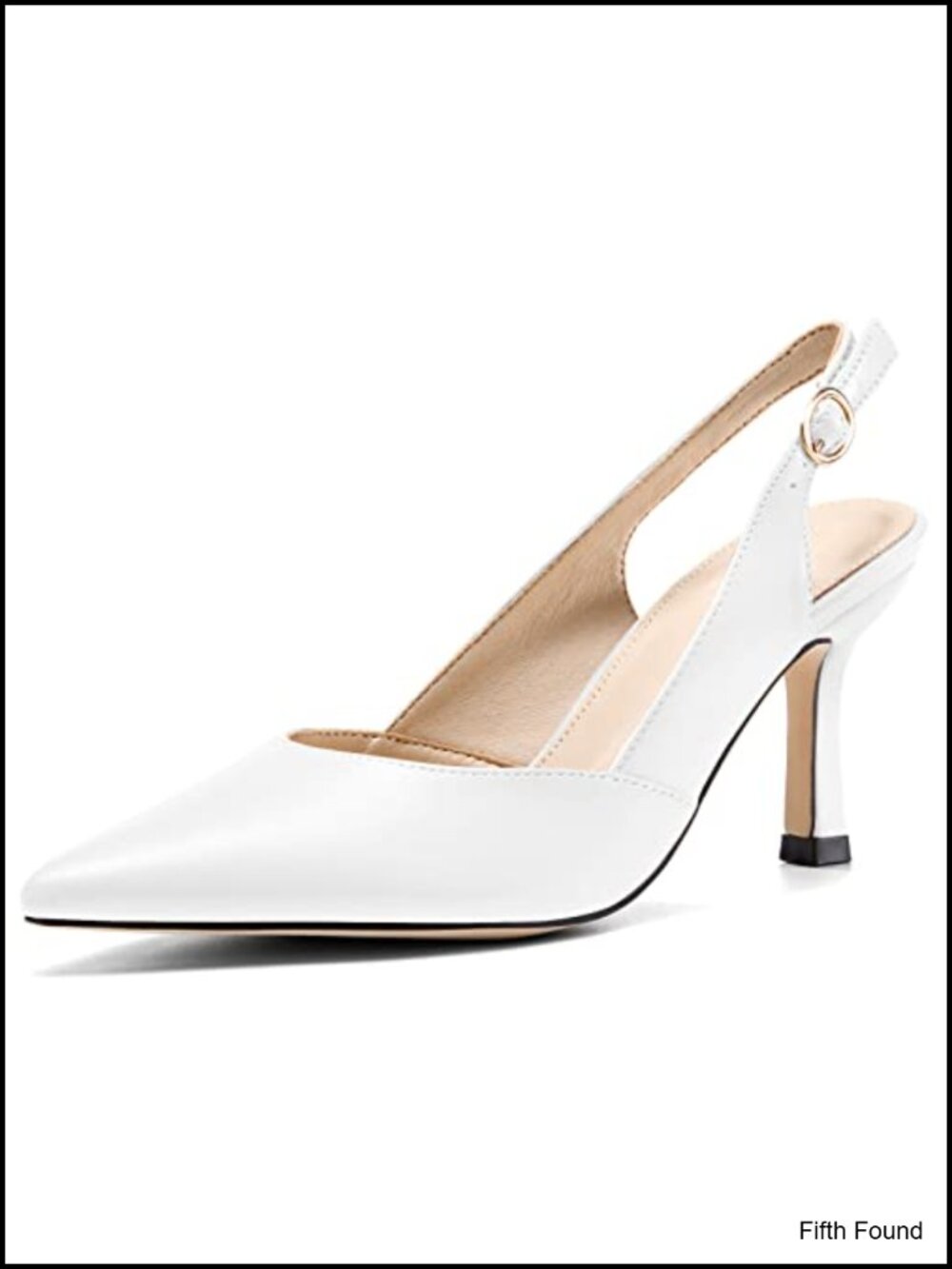 Faux Leather Slingback Kitten Heels Closed Pointed Toe Dress Pumps